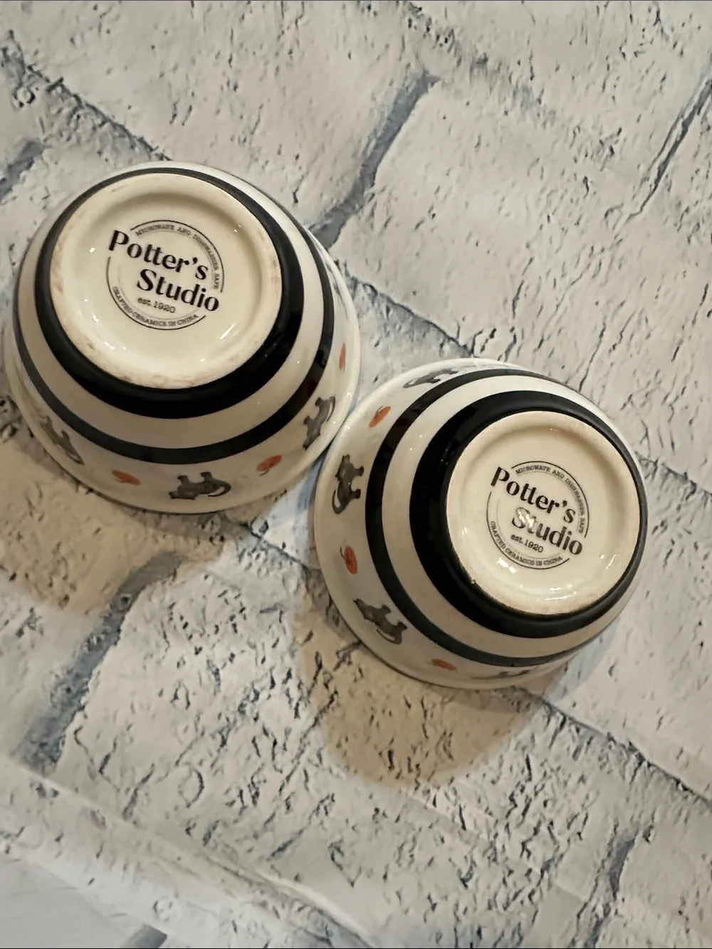 Set of 2 Halloween Cat Bowls - Orange & White